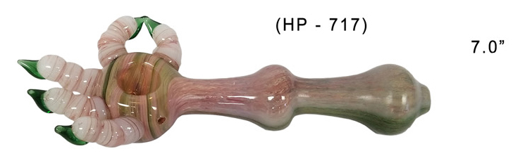 7.0 Inch Palm Shape Glass Hand Pipe