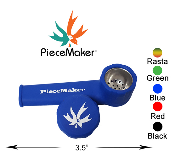 3.5 Inch Piecemaker Silicone Blue Hand Pipe With Removable Cap