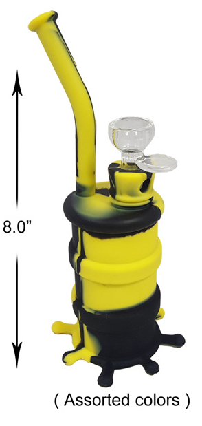 8.0 Inch Black And Yellow Silicone Water Pipe