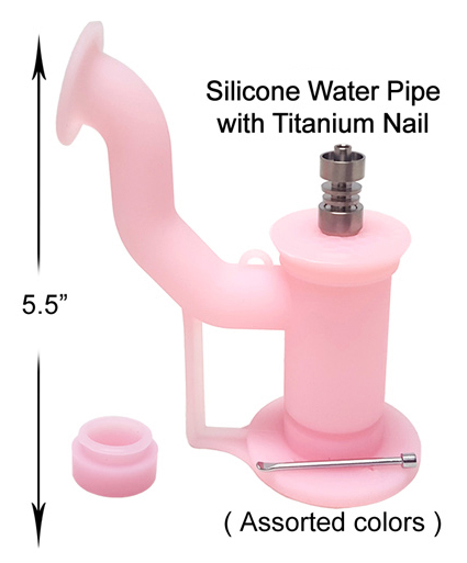 5.5 Inch Pink Color Silicone Rig With Titanium Nail