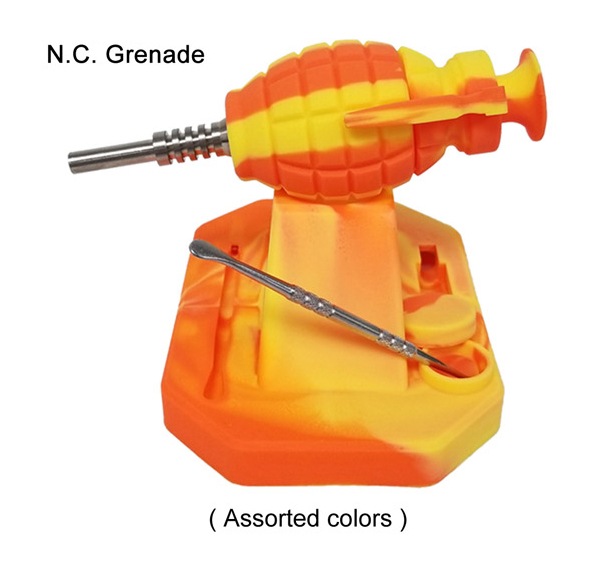 Orange yellow Silicone Nectar Collector Grenade Included Jar And Dabbing Tool