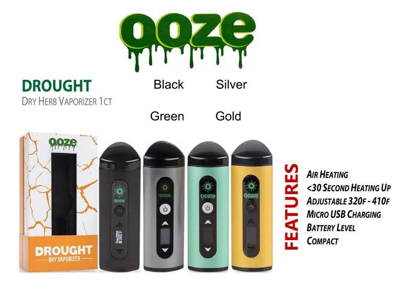 OOZE Drought Dry Herb Vaporizer 320 410f Black Color