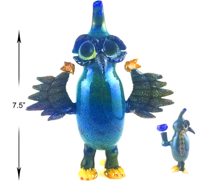 7.5 Inch Blue Owl Water Pipe