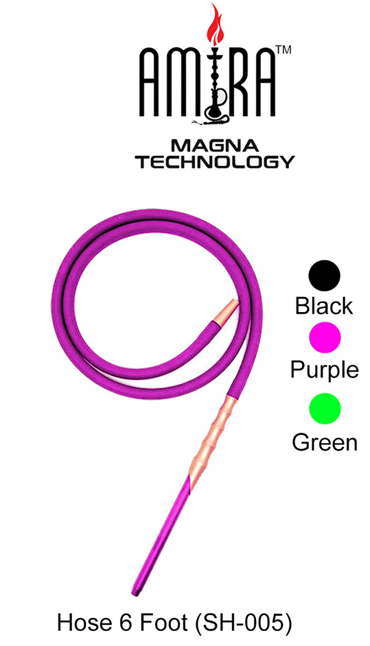 6 Foot Purple Amira Magna Technology Hookah Hose