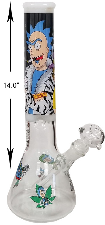 14 Inch Rick And Morty Thug Beaker Water Pipe