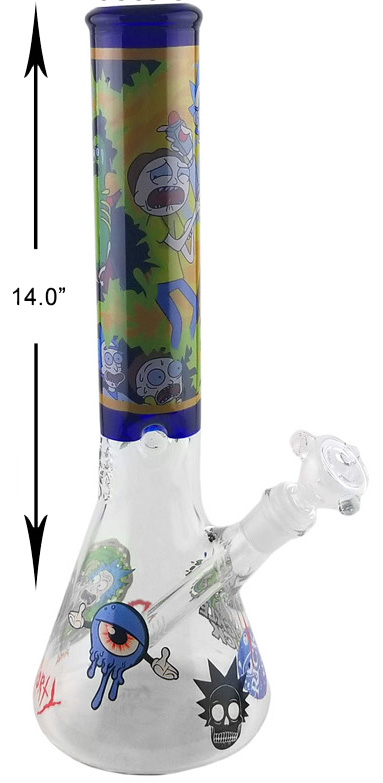 14 Inch Rick And Morty Glass Beaker Water Pipe