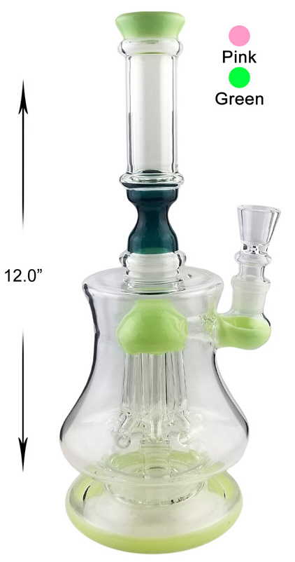 12 Inch Green Glass Percolator Water Pipe