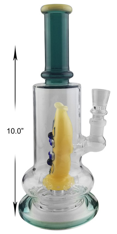 10 Inch Yellow green Percolator Water Pipe