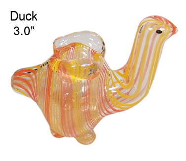 3.0 Inch Duck Small Glass Stripe Colored Hand Pipe