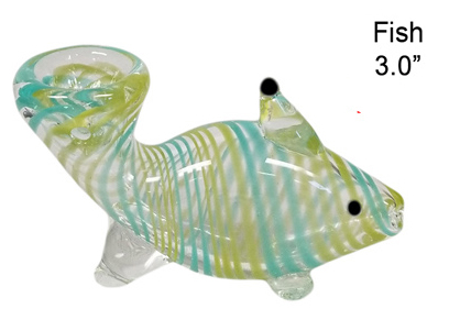 3.0 Inch Fish Stripes Colored Glass Hand Pipe