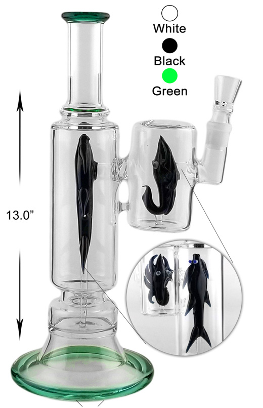 13 Inch Straight Shooter Water Pipe With Black Fish