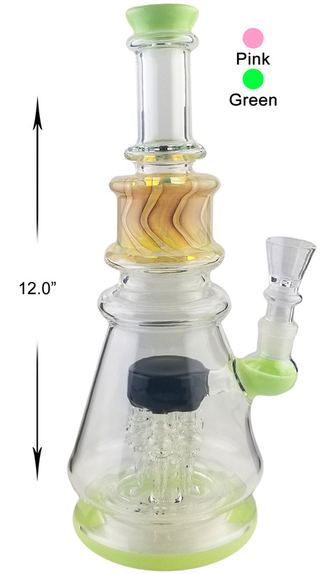 12 Inch Green gold Percolator Water Pipe