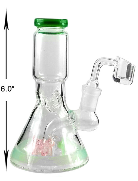 6 Inch Green Percolator Beaker Downstem Dab Rig