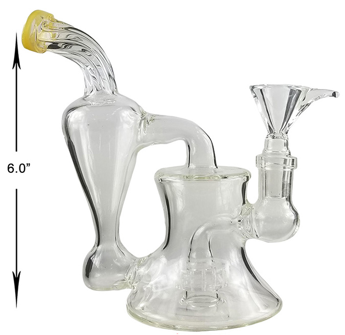 6 Inch Clear And Yellow Percolator Water Pipe