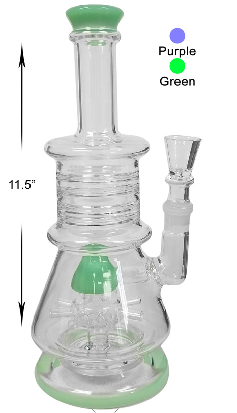 11.5 Inch Green Percolator Water Pipe