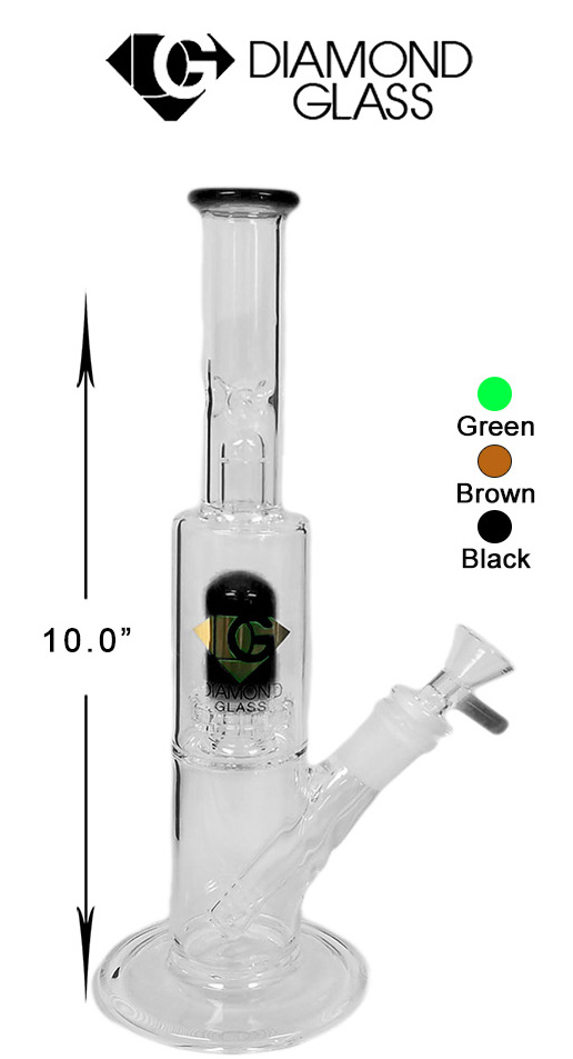 10 Inch Black Diamond Glass Straight Shooter Water Pipe