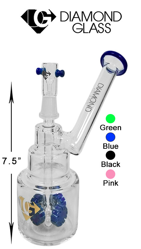 7.5 Inch Blue Diamond Glass Percolator Dab Rig High Quality