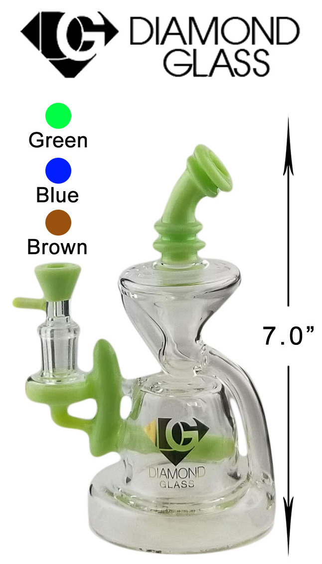 7 Inch Green Diamond Glass Water Pipe