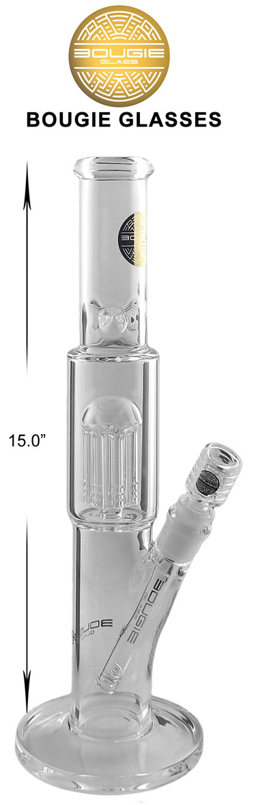 15 Inch Bougie Glassess Perc Straight Shooter Water Pipe