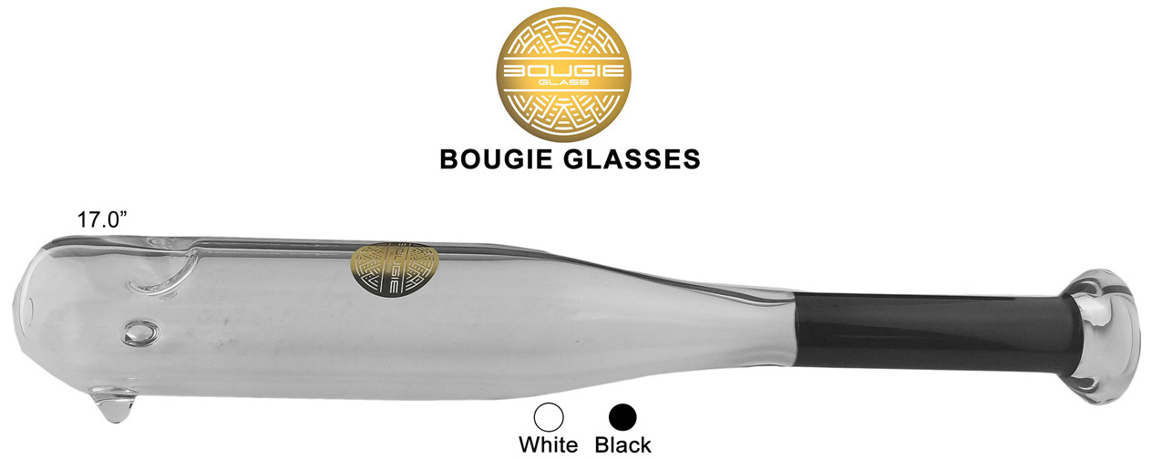 17 Inch White Black Bougie Glass Bat Water Pipe