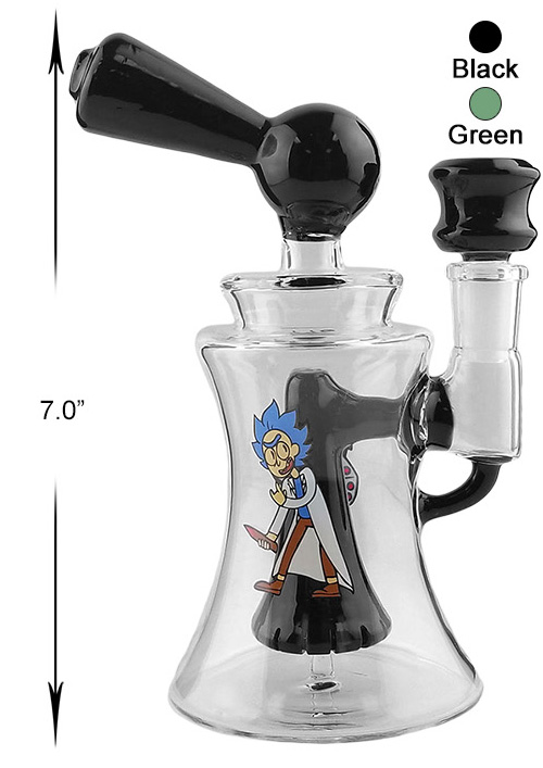 7 Inch Black Rick And Morty Perc Water Pipe