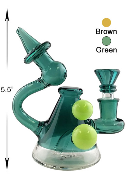 5.5 Inch Green Brown Water Pipe Unique Desgin