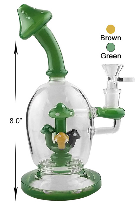 8 Inch Green Color Mushroom Perc Dab Rig