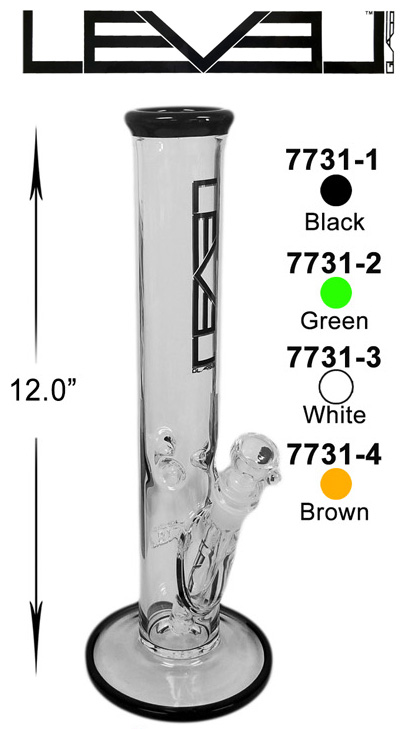 12 Inch White Black Level Straight Shooter Water Pipe