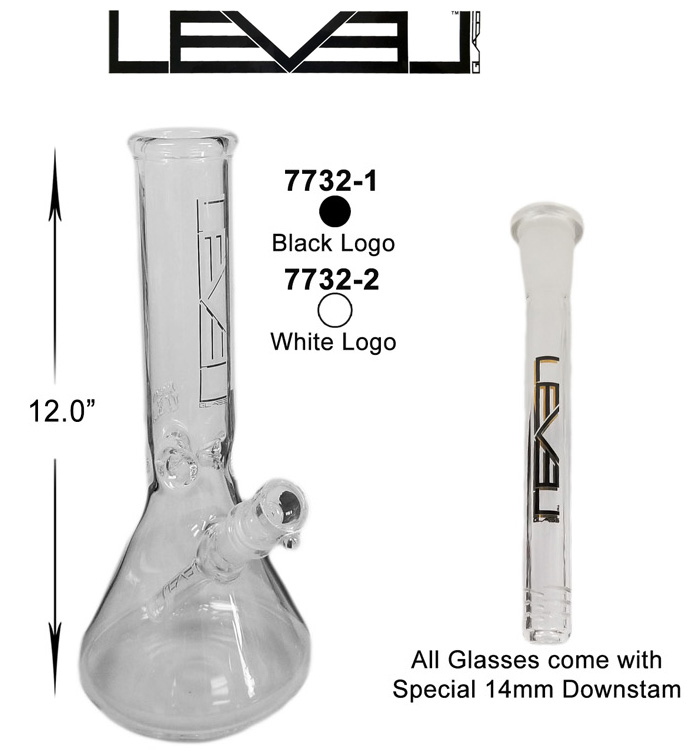 12 Inch White Logo Black Logo Level Beaker Water Pipe