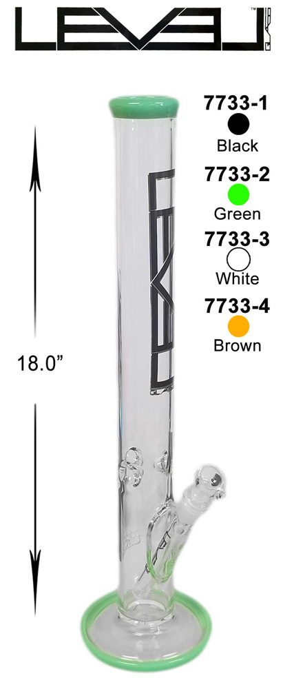 18 Inch White Green Black Level Straight Shooter Water Pipe