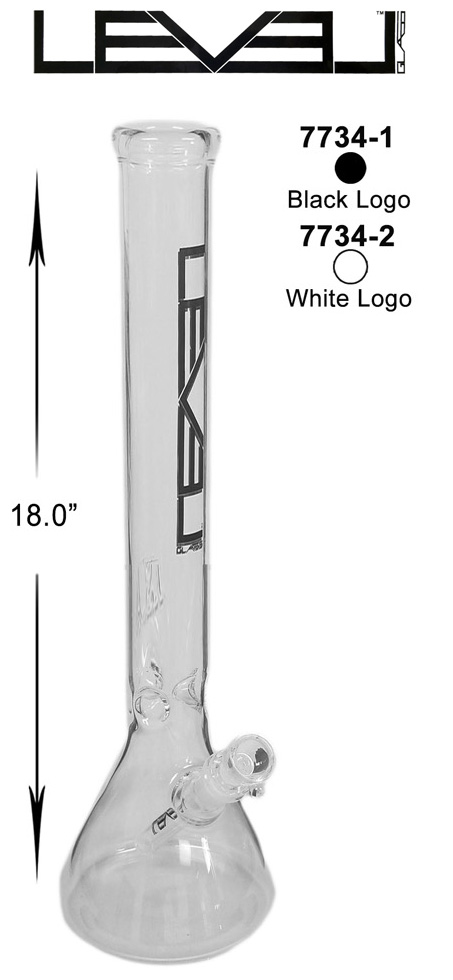 18 Inch White Logo Black Logo Level Straight Shooter Water Pipe