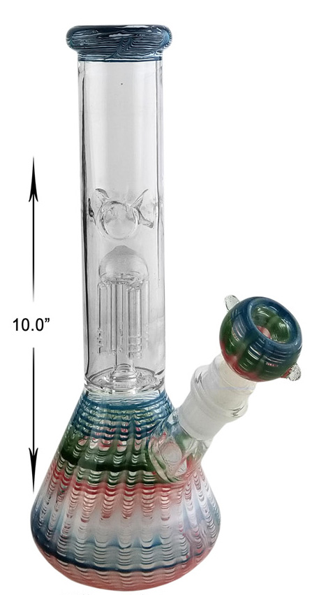 10 Inch Mix Colored Desgins Perc Beaker Water Pipe