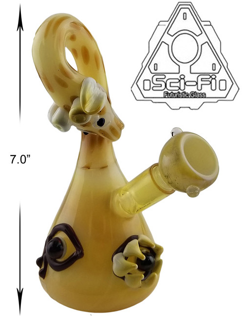 7 Inch Yellow Giraffe Sci fi Glass Water Pipe