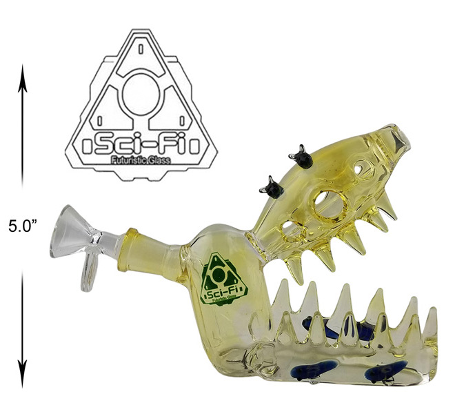 5 Inch Yellow Jaws Sci fi Glass Water Pipe