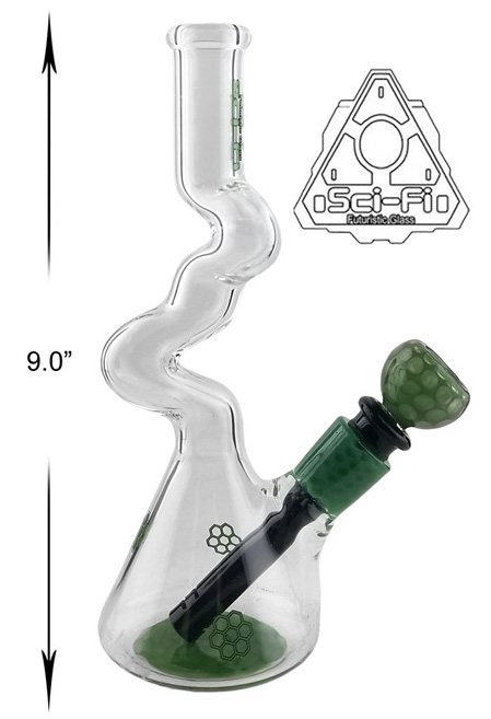 9 Inch Green Honeycombs Sci fi Water Pipe