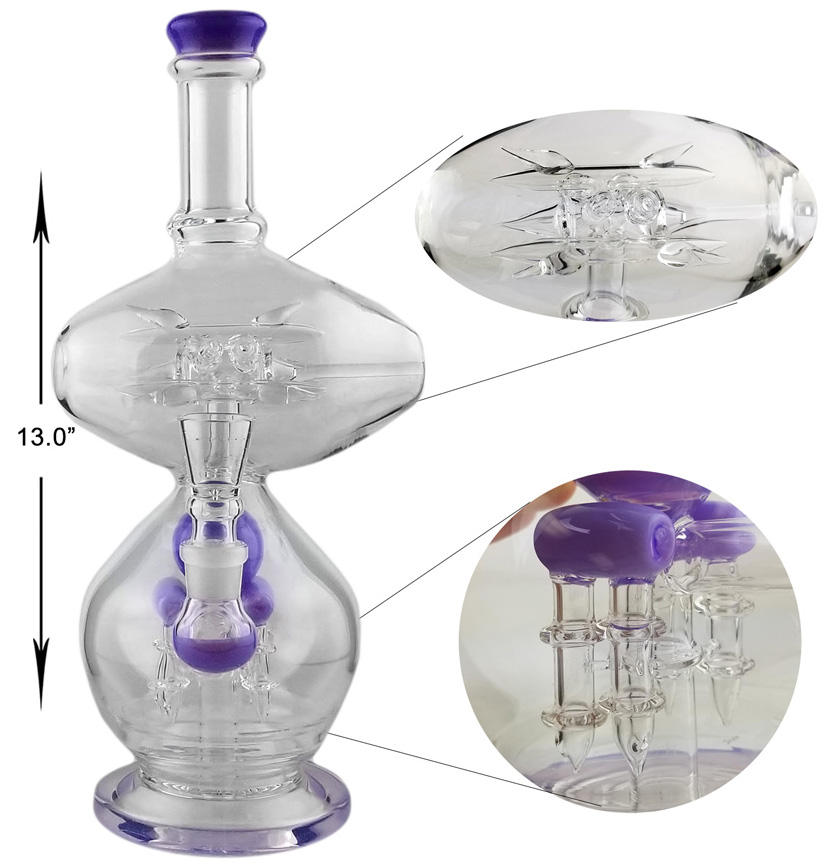 13 Inch Purple Double Perc Water Pipe