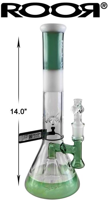 14 Inch Green white Roor Perc Water Pipe