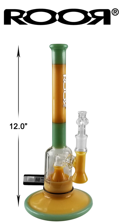 12 Inch Gold green Roor Perc Water Pipe